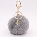New Fashion Solid Color Snowflake Key Chains Soft Pompom Ball Car Keychain Ladies Fashion Christmas Accessories Key Chains Gifts