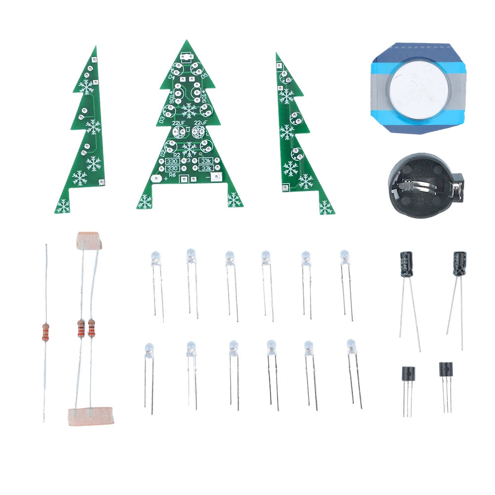 DIY 3D Christmas Tree Soldering Practice Electronic Science Assemble Kit Set Mini LED Flashing Christmas Tree DIY Kit DC 3V