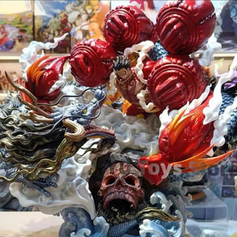 One Piece Monkey D Luffy Vs Kaido Figure 4 Gear Figurine Anime Collection Model Gk Hell Roronoa Zoro Model Toys Decor Christmas