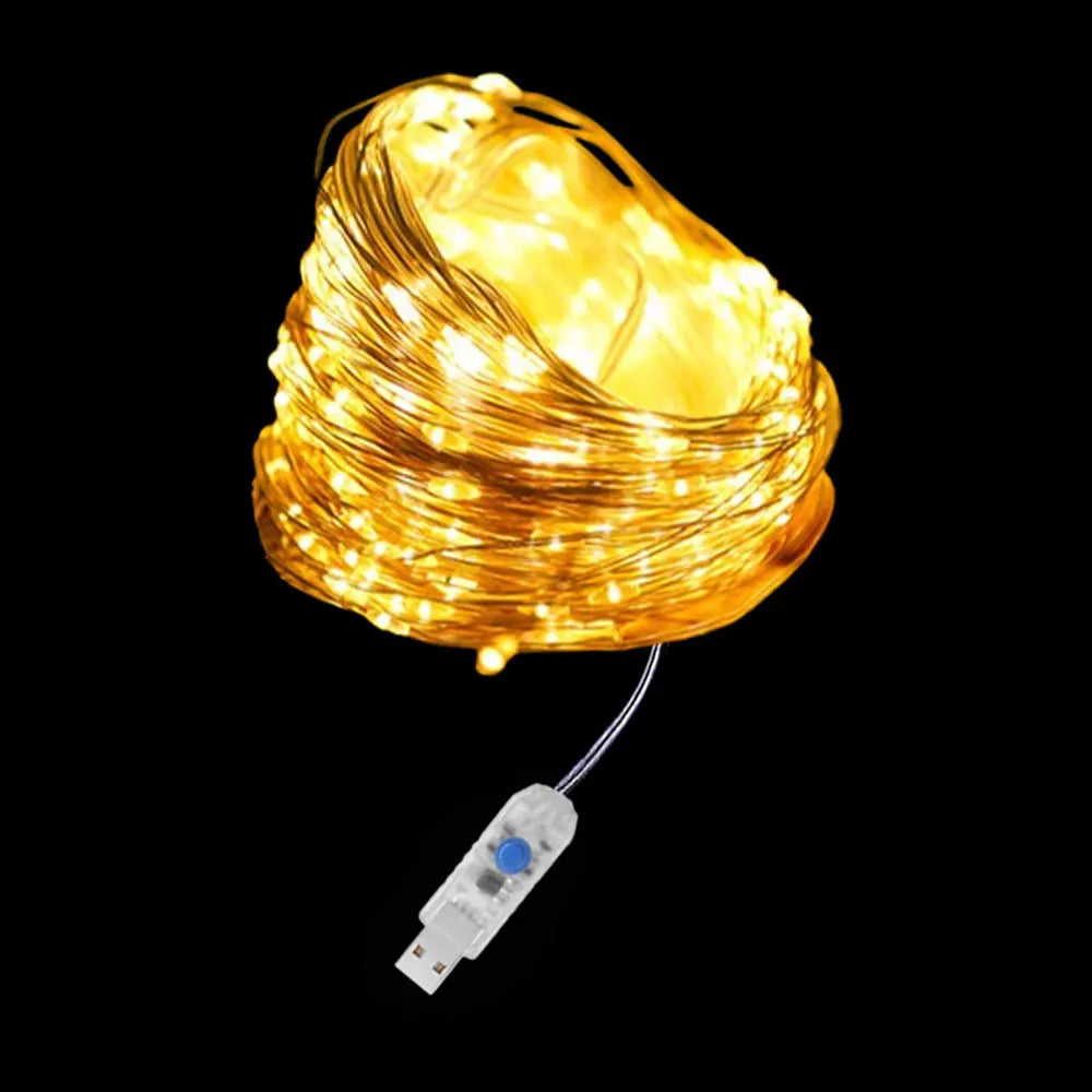 Led Copper Wire String Lights USB 8 modes Waterproof Fairy Lights Outdoor Garland DIY Christmas Wedding Party Decoration Lamp