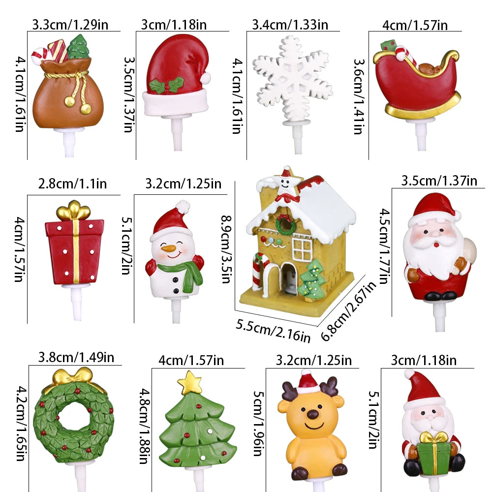 1pc Christmas Cake Toppers Decoration,Resin Santa Claus Snowman Elk Gift Box ,Christmas Party Cake Toppers Decoration Supplies