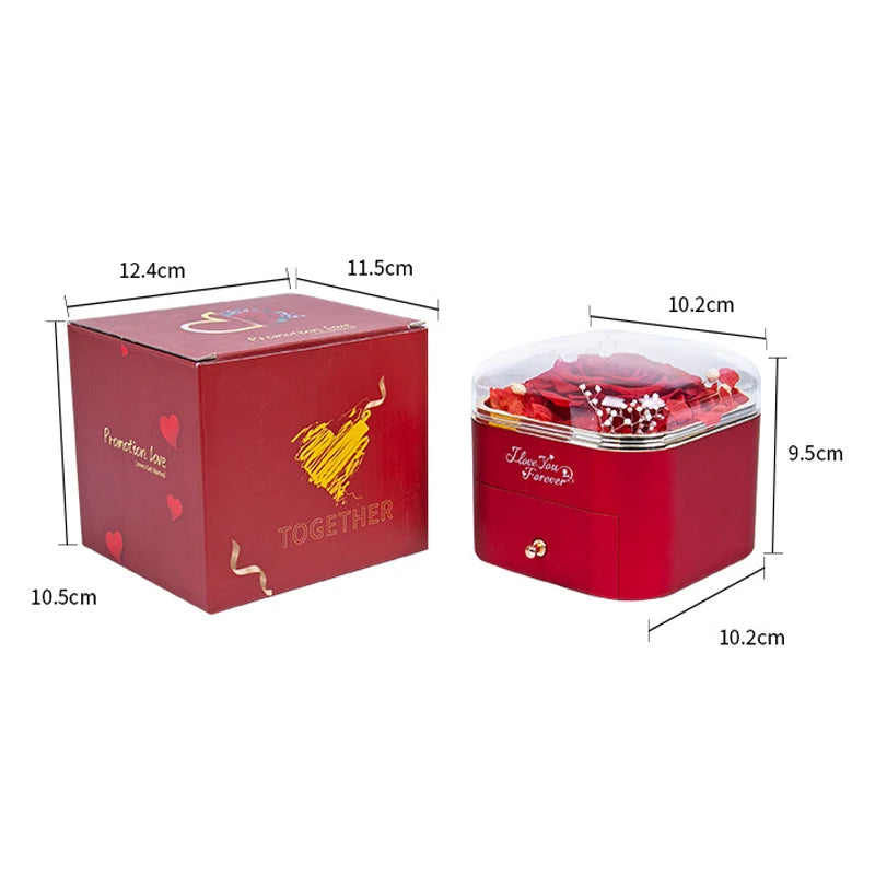 New Custom Name Heart Necklace With Eternal Rose Jewelry Gift Box For Girl Wife Mother's Day Valentine's Day Christmas Gifts