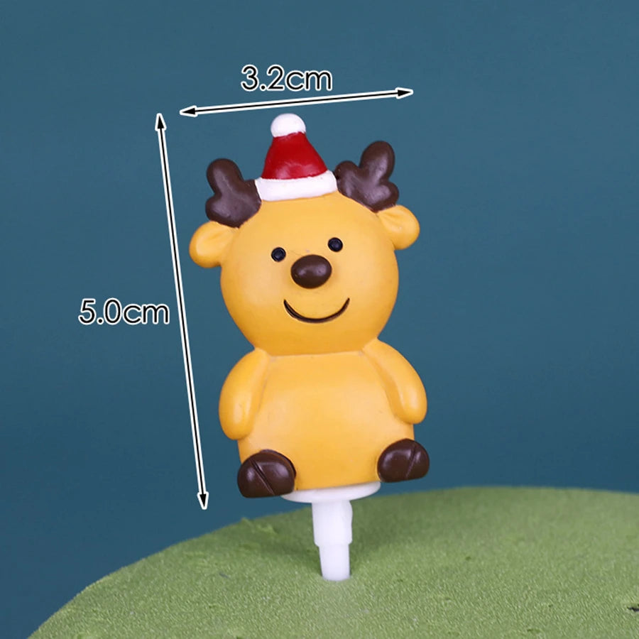 1pc Christmas Cake Toppers Decoration,Resin Santa Claus Snowman Elk Gift Box ,Christmas Party Cake Toppers Decoration Supplies