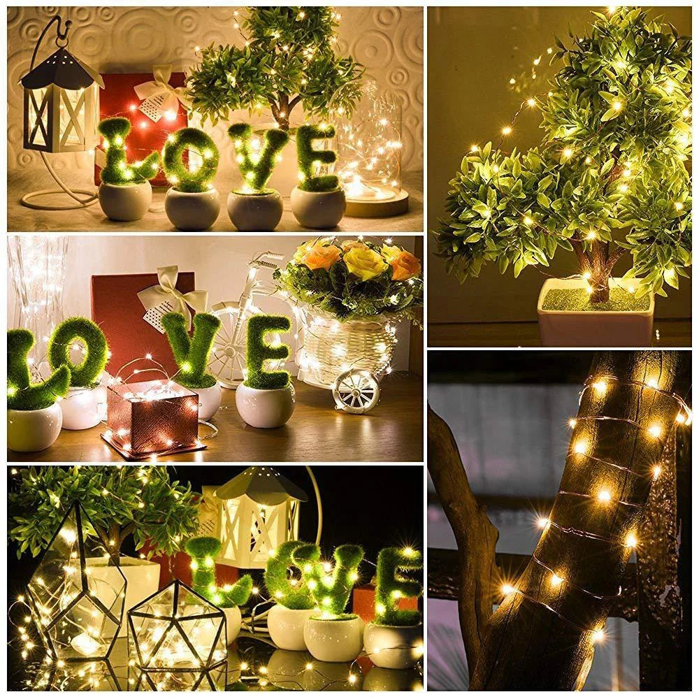 Led Copper Wire String Lights USB 8 modes Waterproof Fairy Lights Outdoor Garland DIY Christmas Wedding Party Decoration Lamp